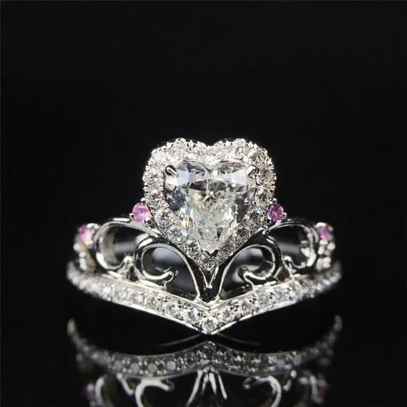 💥Prinecess Heart Shape Twisted Beautiful 925 Silver Plated for WomenUNVN12160 - Picture 1 of 9